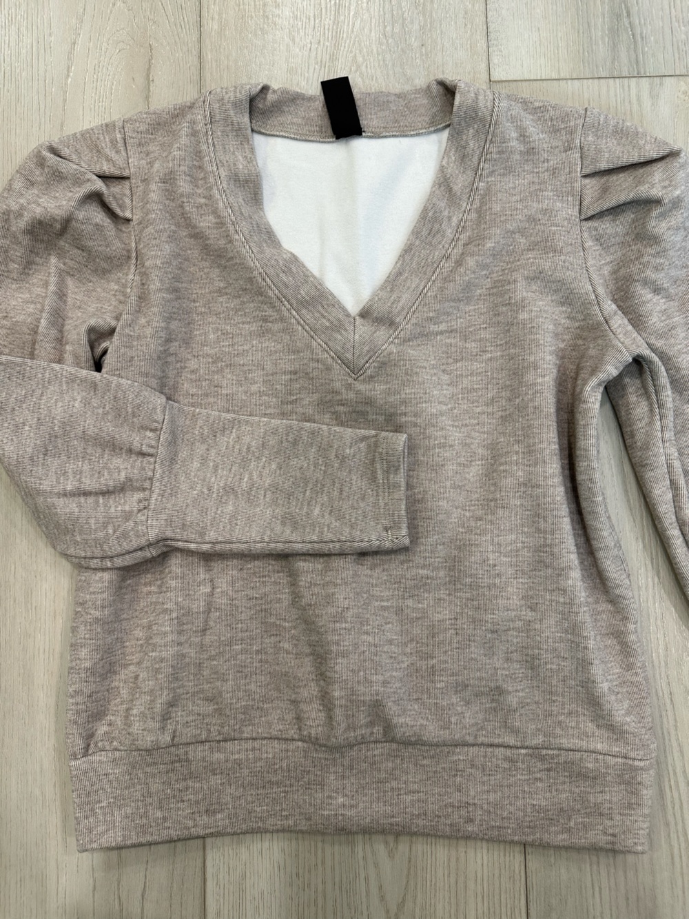 bobi Los Angeles Taupe Ribbed Cutout Long Sleeve Top XS